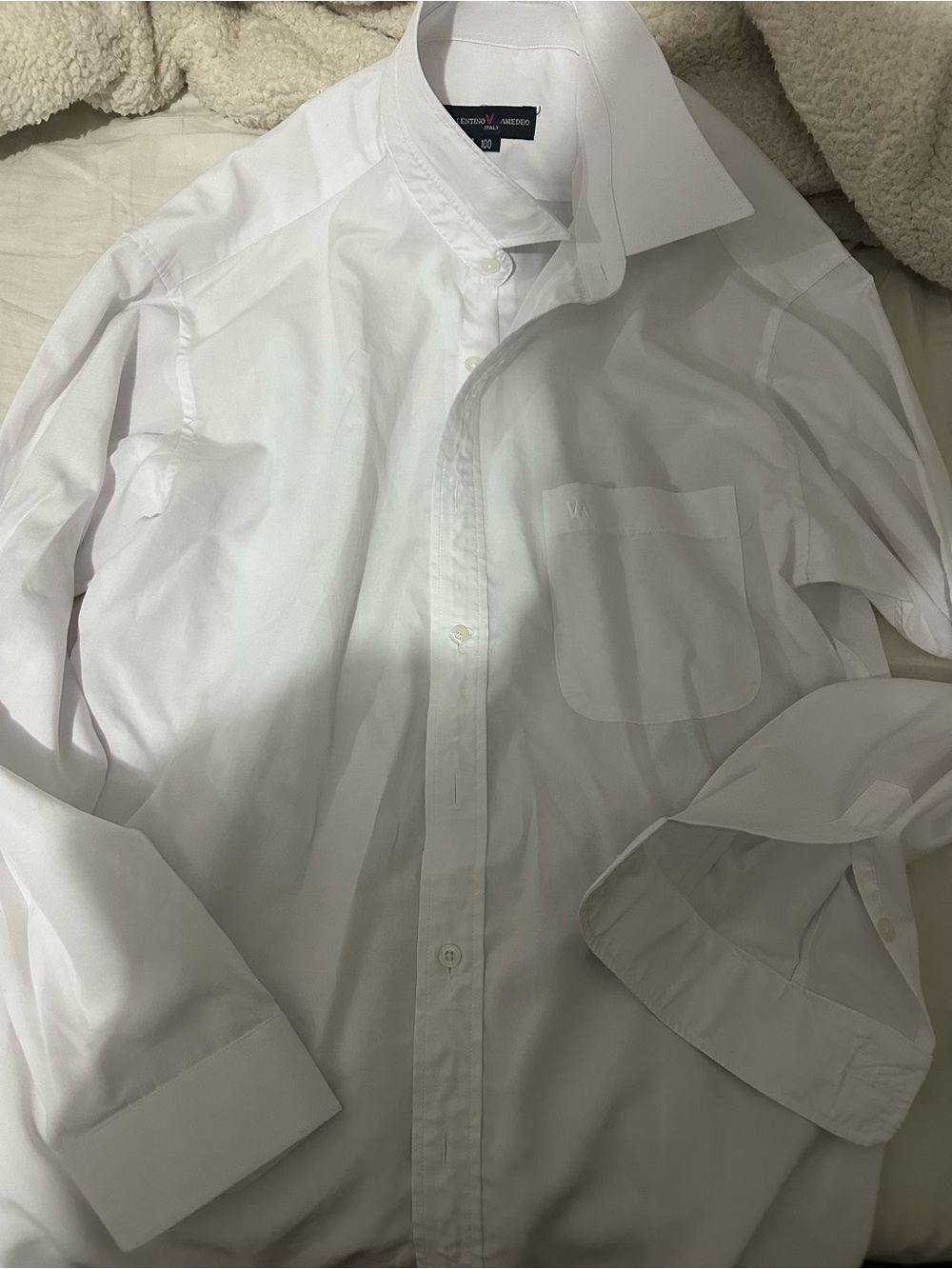 Valentino Amedeo White Button-Up Dress Shirt - Classic Pocket Shirt